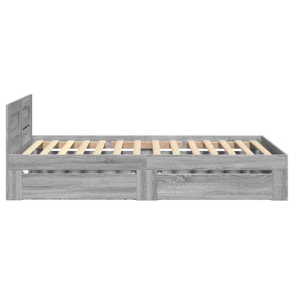 vidaXL Bed Frame with Headboard without Mattress Grey Sonoma 75x190 cm Small Single