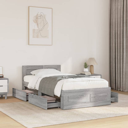 vidaXL Bed Frame with Headboard without Mattress Grey Sonoma 75x190 cm Small Single