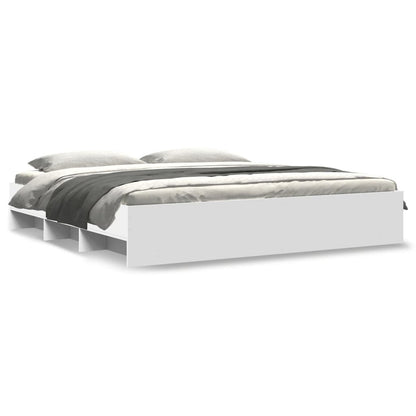 vidaXL Bed Frame | White | Engineered wood, Plywood | Double | Storage