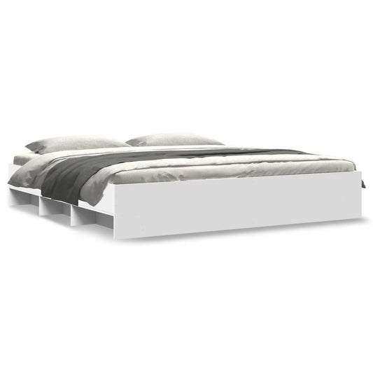 vidaXL Bed Frame | White | Engineered wood, Plywood | Double | Storage