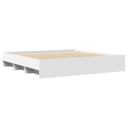 vidaXL Bed Frame | White | Engineered wood, Plywood | Double | Storage