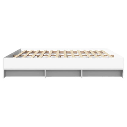 vidaXL Bed Frame | White | Engineered wood, Plywood | Double | Storage