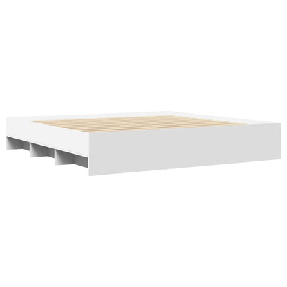 vidaXL Bed Frame | White | Engineered wood, Plywood | Double | Storage