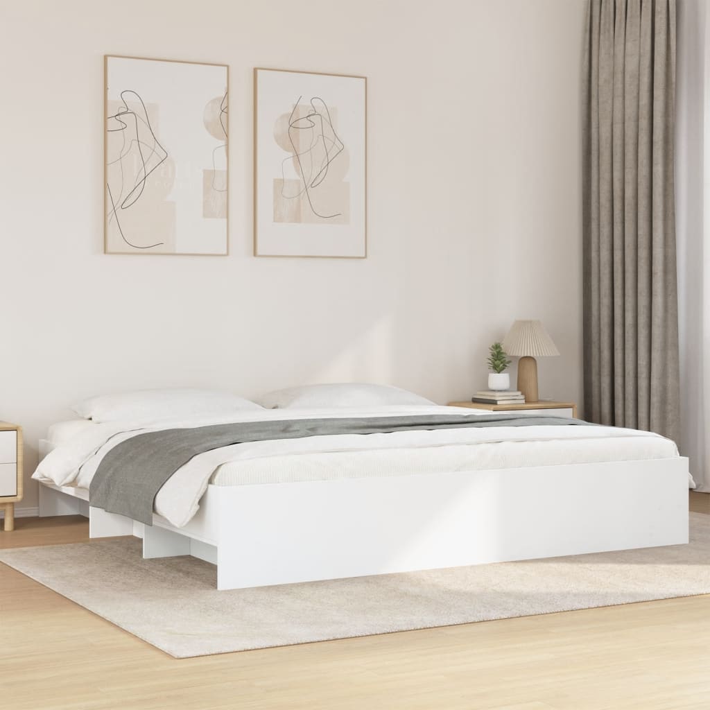 vidaXL Bed Frame | White | Engineered wood, Plywood | Double | Storage