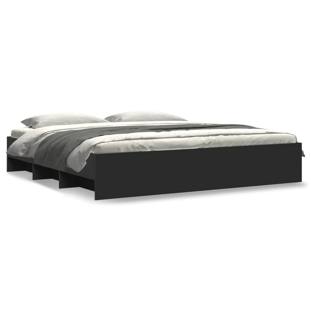 vidaXL Bed Frame | Black | Engineered wood | Double Bed | Bed Frame