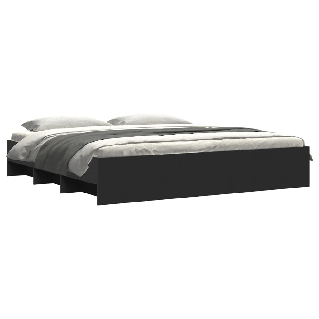 vidaXL Bed Frame | Black | Engineered wood | Double Bed | Bed Frame