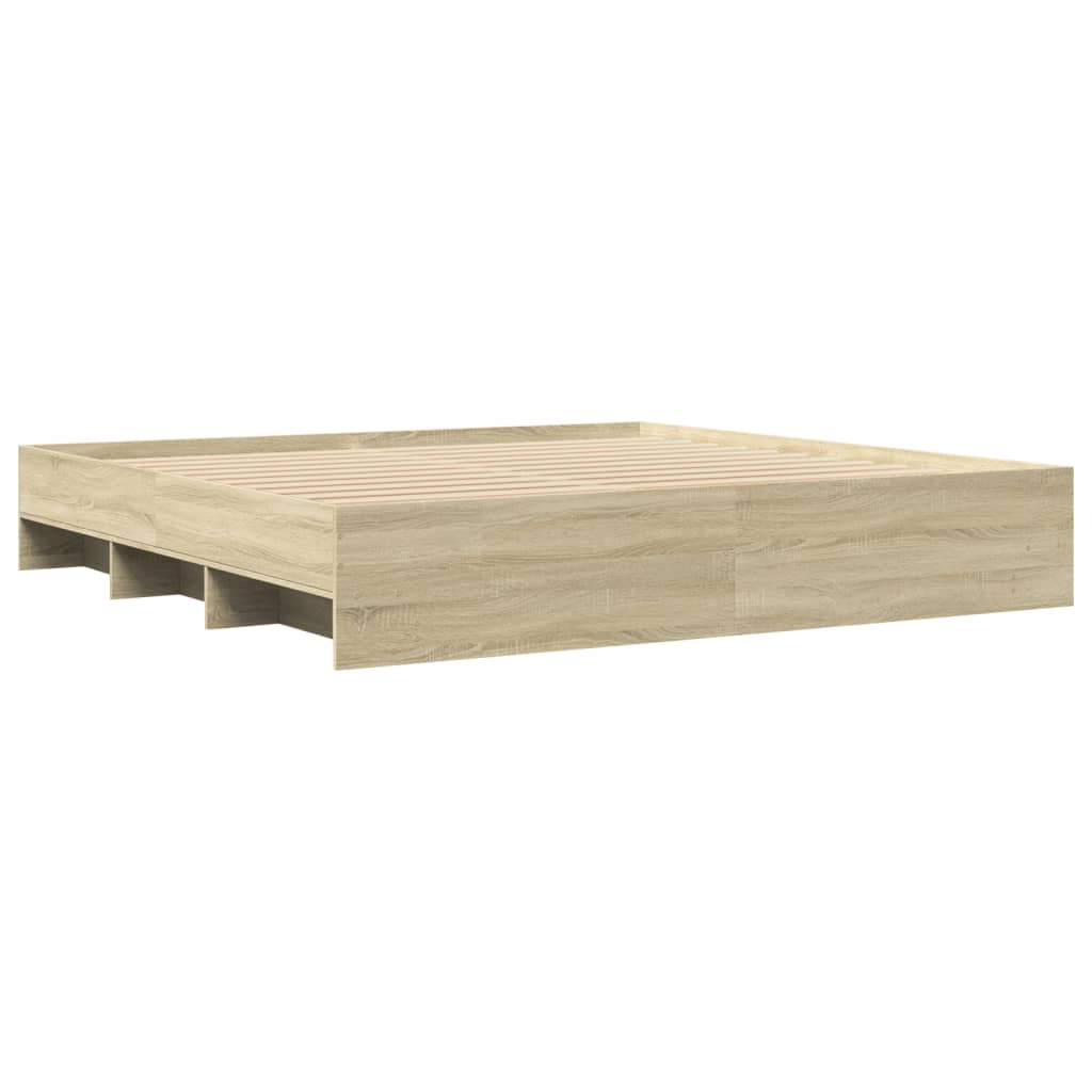 vidaXL Bed Frame | Sonoma oak | Engineered wood | 200x200cm | Bed Frame