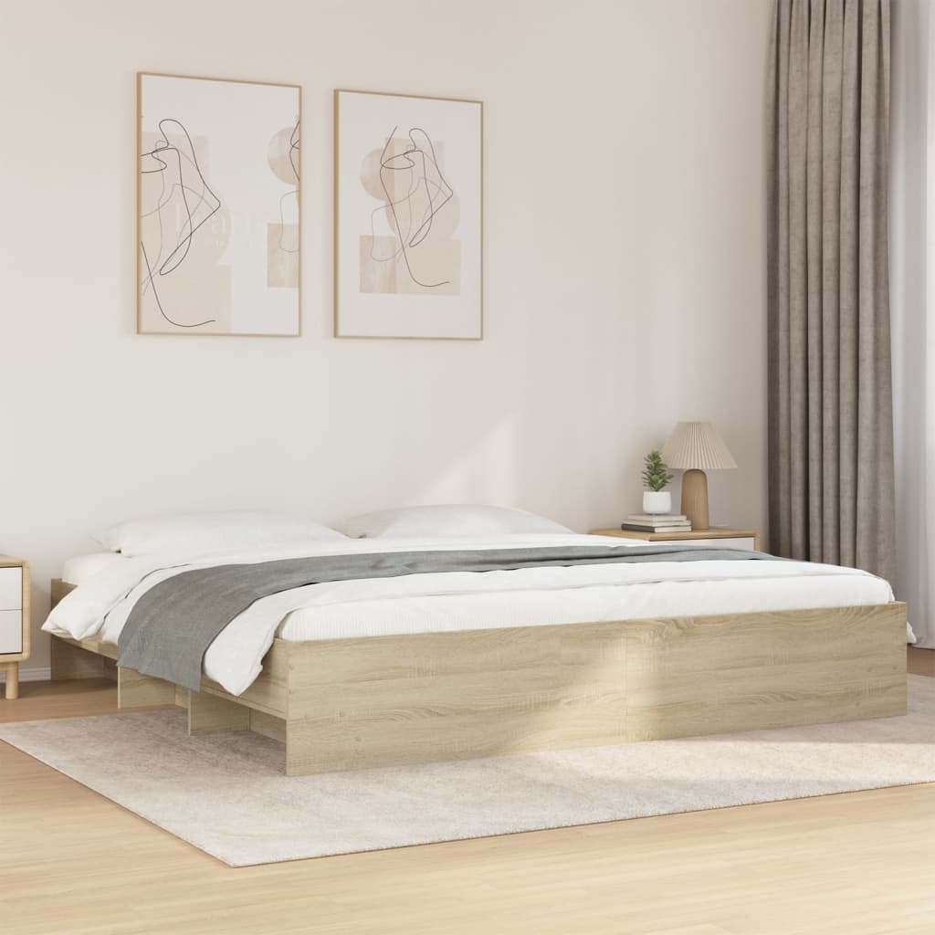 vidaXL Bed Frame | Sonoma oak | Engineered wood | 200x200cm | Bed Frame