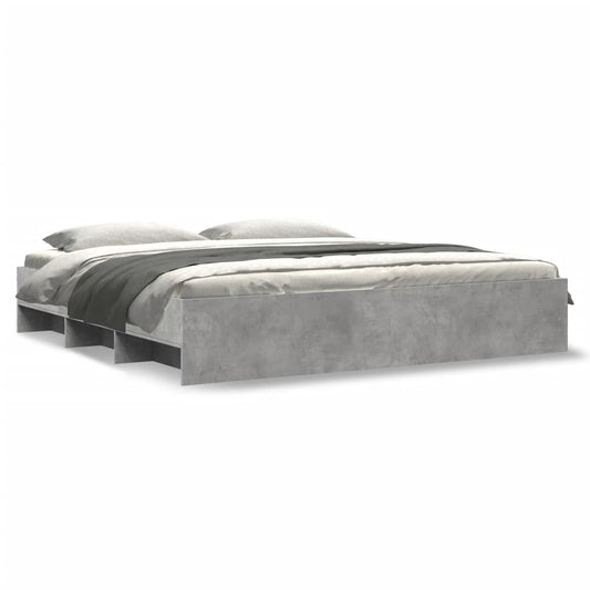 vidaXL Bed Frame | Concrete Grey | Engineered Wood, Plywood | 200 x 200 cm
