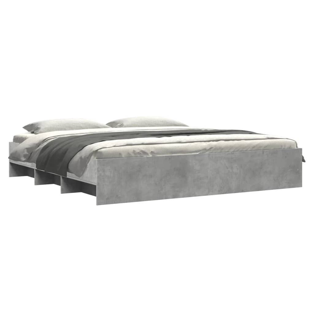 vidaXL Bed Frame without Mattress Concrete Grey 200x200cm Engineered Wood