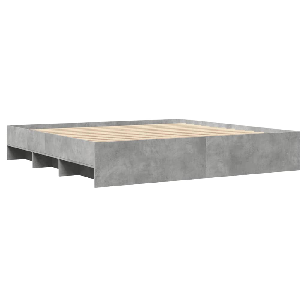 vidaXL Bed Frame without Mattress Concrete Grey 200x200cm Engineered Wood