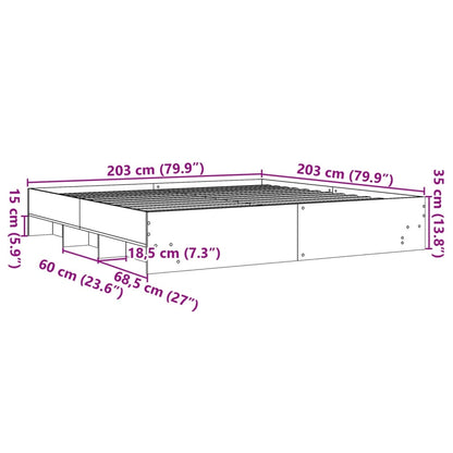vidaXL Bed Frame without Mattress Concrete Grey 200x200cm Engineered Wood