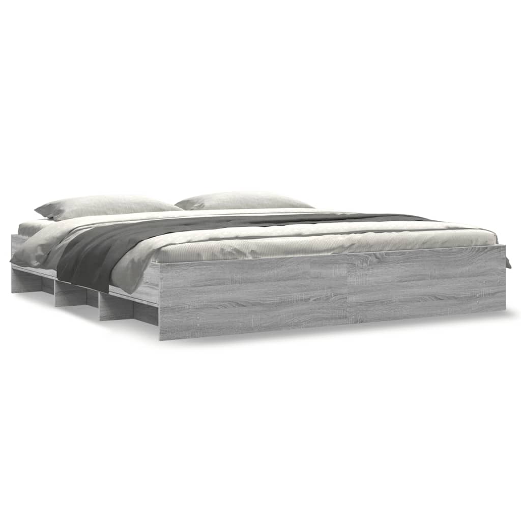 vidaXL Bed Frame | Grey sonoma | Engineered wood, Plywood slats | Double