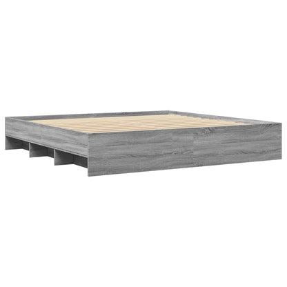 vidaXL Bed Frame | Grey sonoma | Engineered wood, Plywood slats | Double