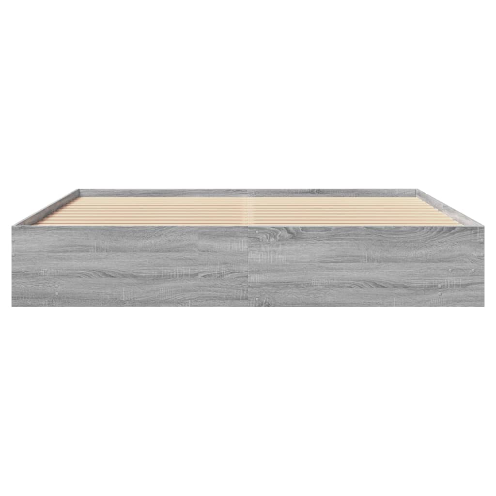vidaXL Bed Frame | Grey sonoma | Engineered wood, Plywood slats | Double