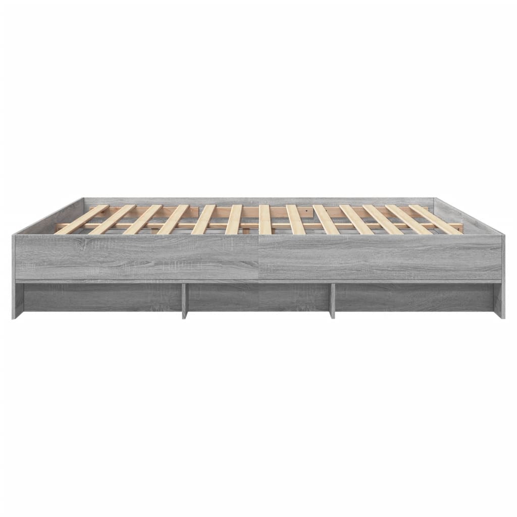 vidaXL Bed Frame | Grey sonoma | Engineered wood, Plywood slats | Double