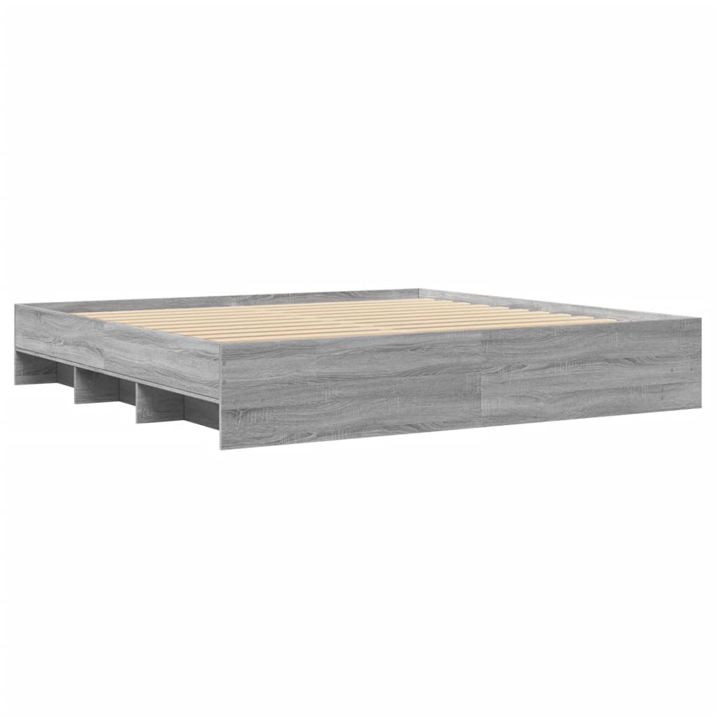 vidaXL Bed Frame | Grey sonoma | Engineered wood, Plywood slats | Double