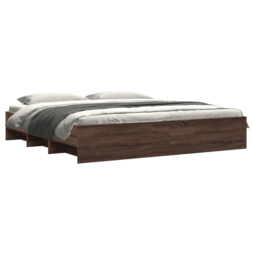 vidaXL Bed Frame | Brown Oak | Engineered wood | Double | Bed Frame