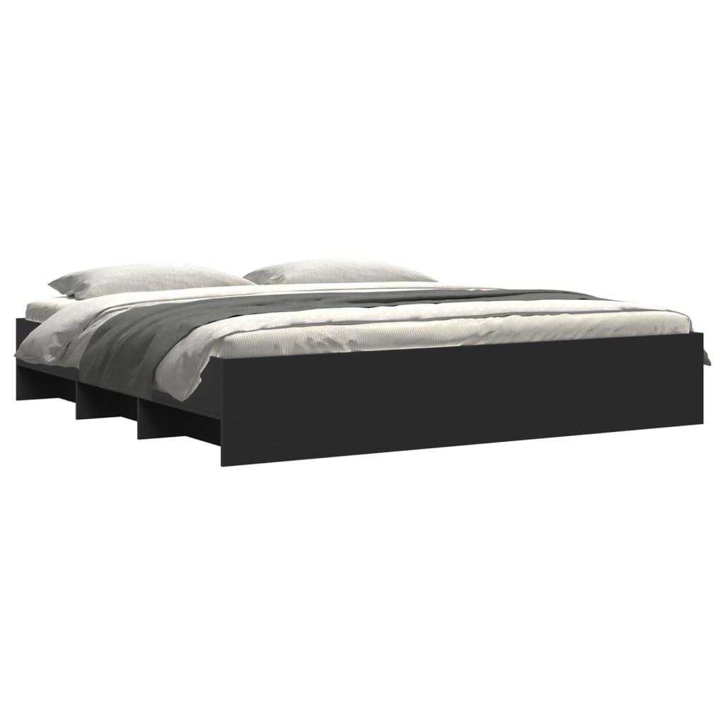 vidaXL Bed Frame | Black | Engineered wood | King | Bed Frame | Rectangular
