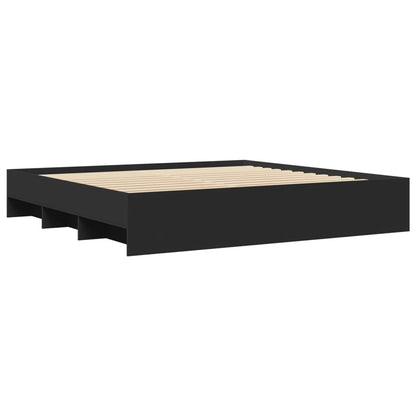 vidaXL Bed Frame | Black | Engineered wood | King | Bed Frame | Rectangular