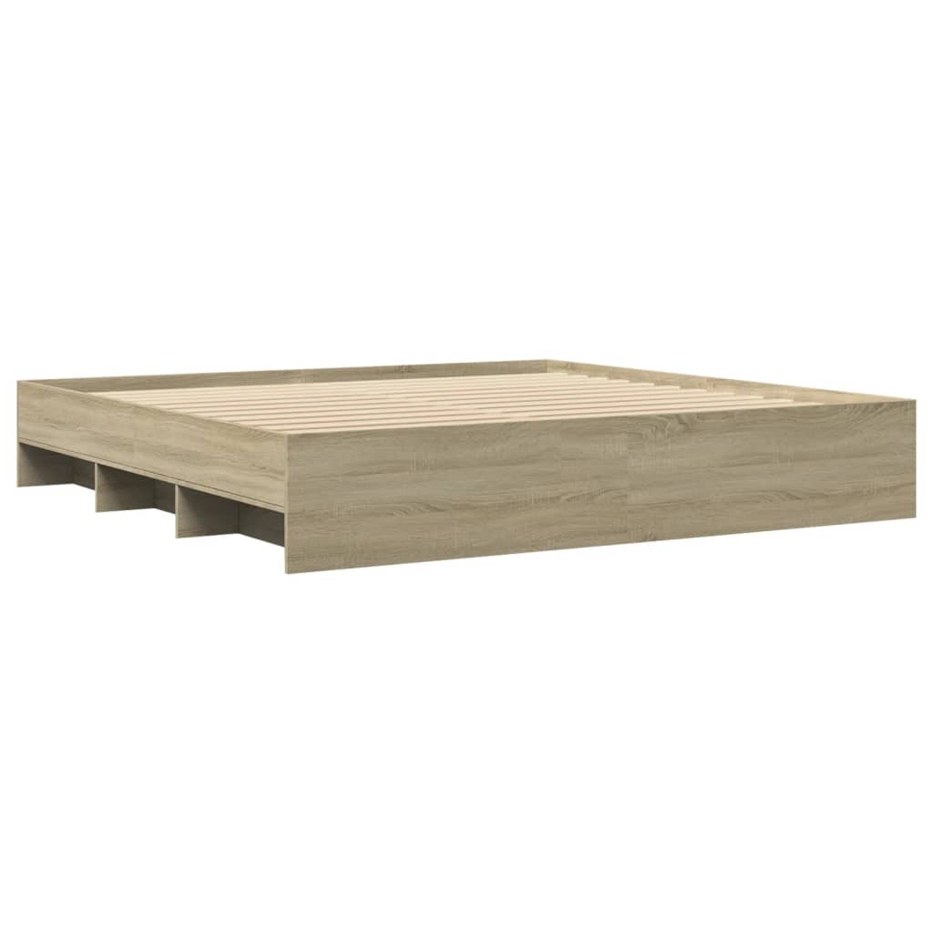 vidaXL Bed Frame | Sonoma Oak | Engineered wood, Plywood | 180x200 cm Super King