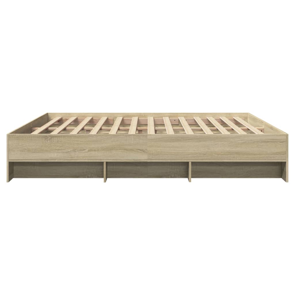 vidaXL Bed Frame | Sonoma Oak | Engineered wood, Plywood | 180x200 cm Super King