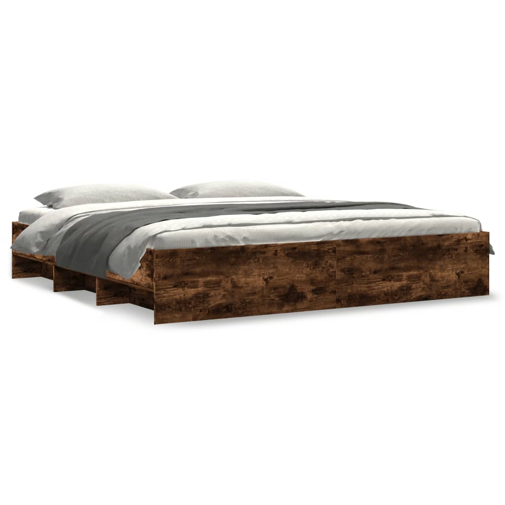 vidaXL Bed Frame without Mattress Smoked Oak 180x200 cm Super King Engineered Wood