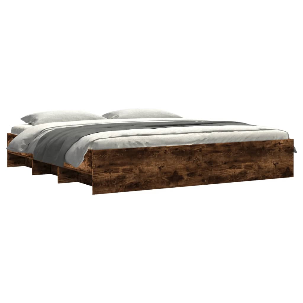 vidaXL Bed Frame without Mattress Smoked Oak 180x200 cm Super King Engineered Wood