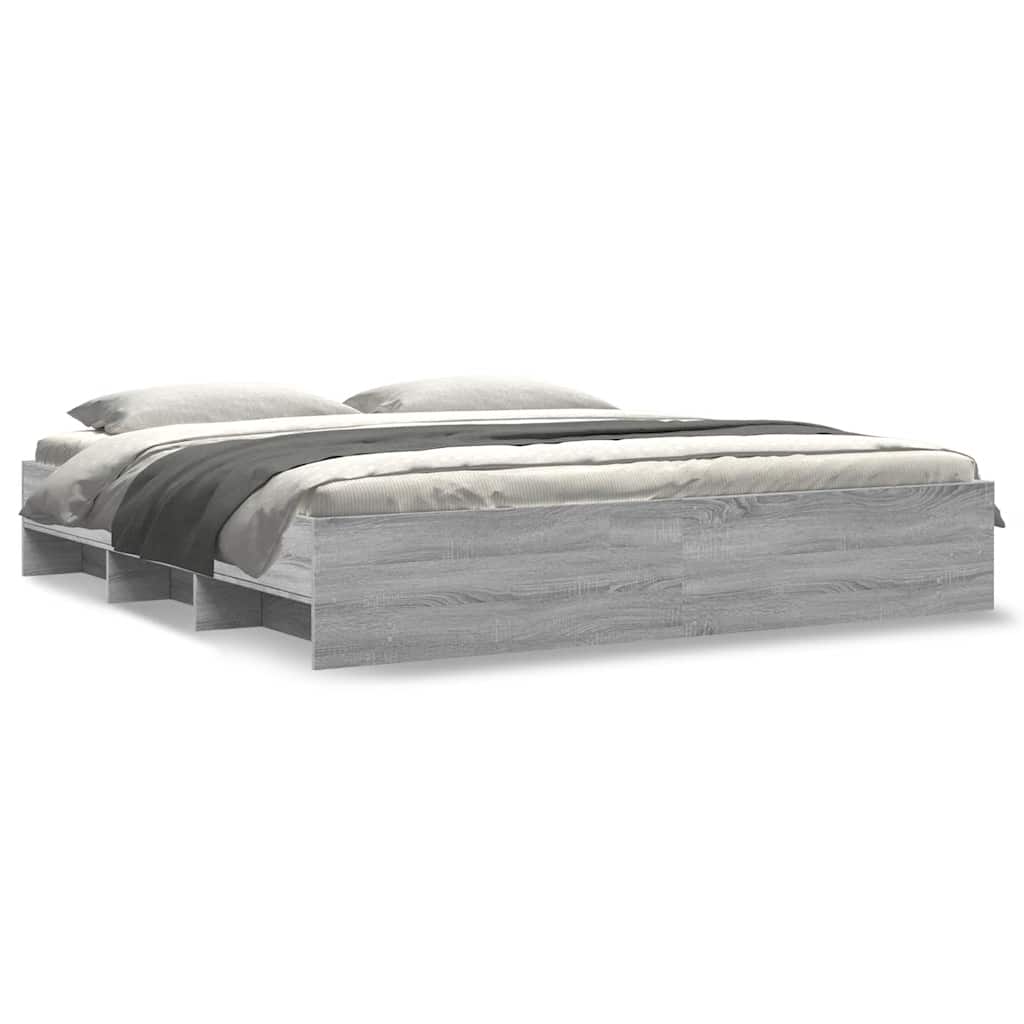 vidaXL Bed Frame | Grey Sonoma | Engineered wood, Plywood | Super King