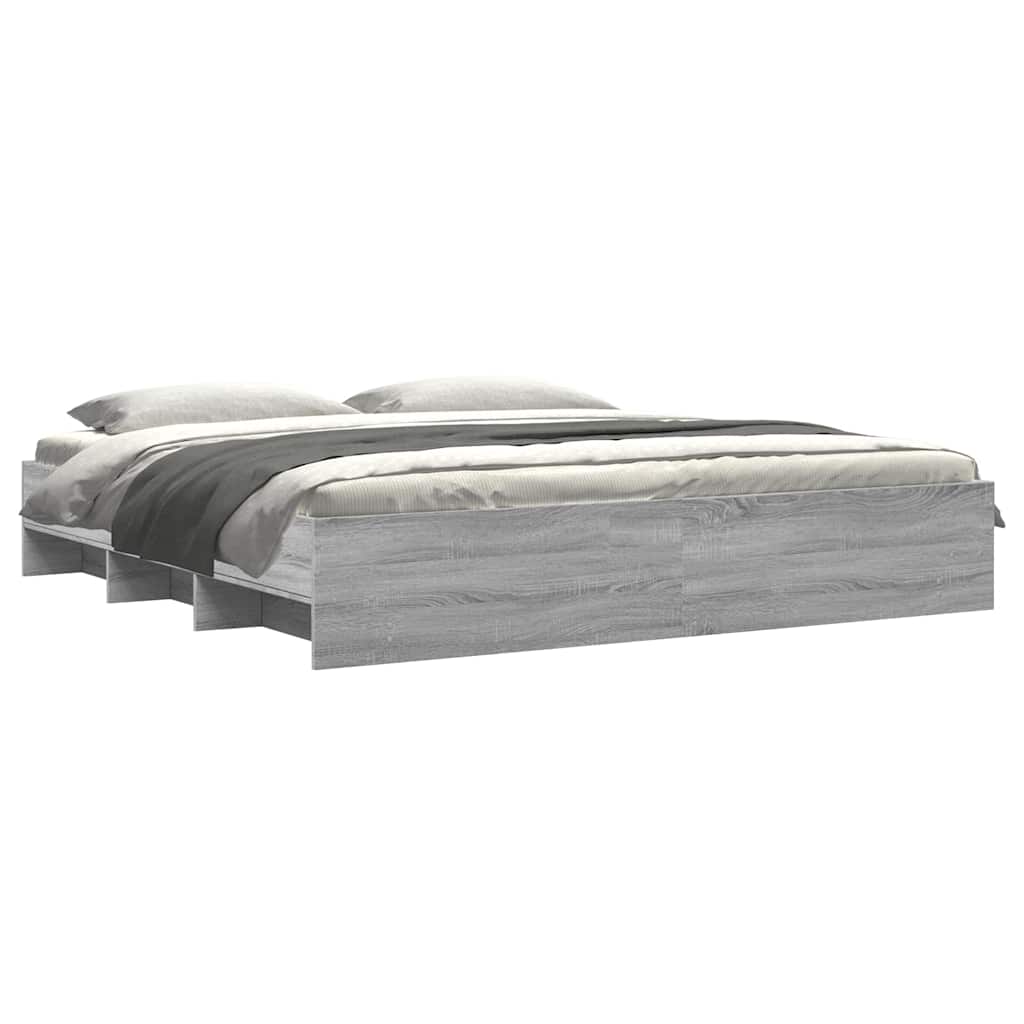 vidaXL Bed Frame | Grey Sonoma | Engineered wood, Plywood | Super King