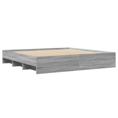 vidaXL Bed Frame | Grey Sonoma | Engineered wood, Plywood | Super King