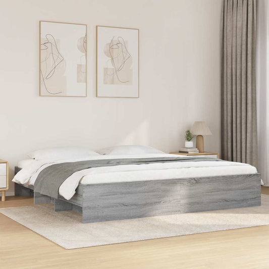 vidaXL Bed Frame | Grey Sonoma | Engineered wood, Plywood | Super King