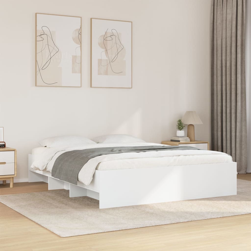 vidaXL Bed Frame | White | Engineered wood | Double | Bed Frame | Rectangular