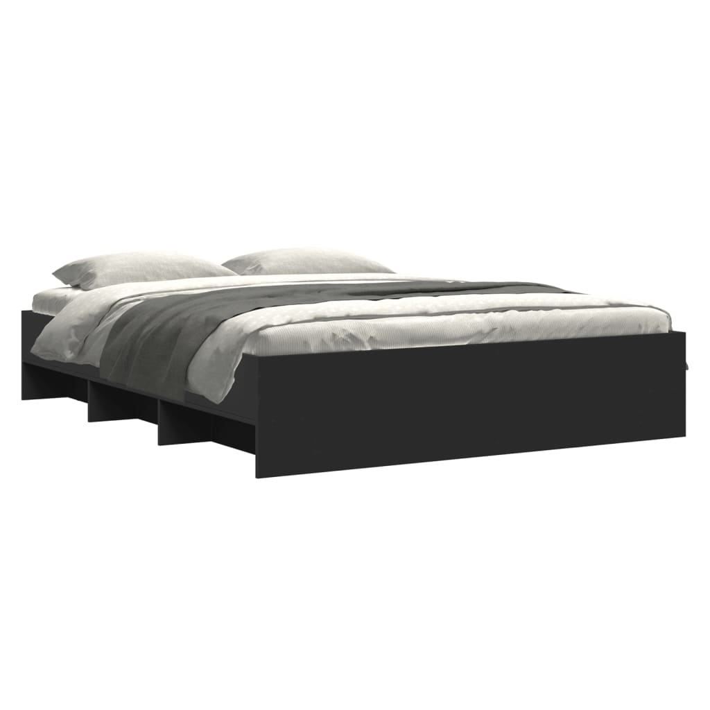 vidaXL Bed Frame | Black | Engineered Wood | Double | Storage | Bed Frame