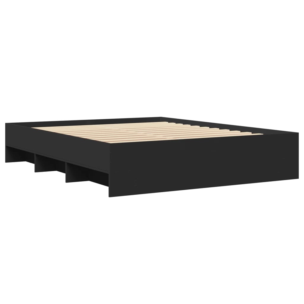vidaXL Bed Frame | Black | Engineered Wood | Double | Storage | Bed Frame