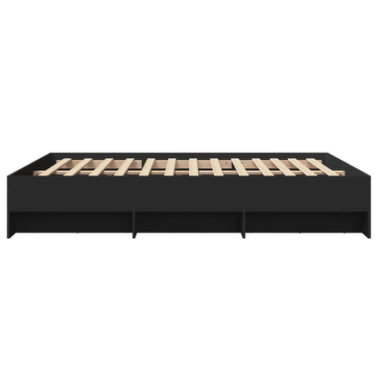 vidaXL Bed Frame | Black | Engineered Wood | Double | Storage | Bed Frame