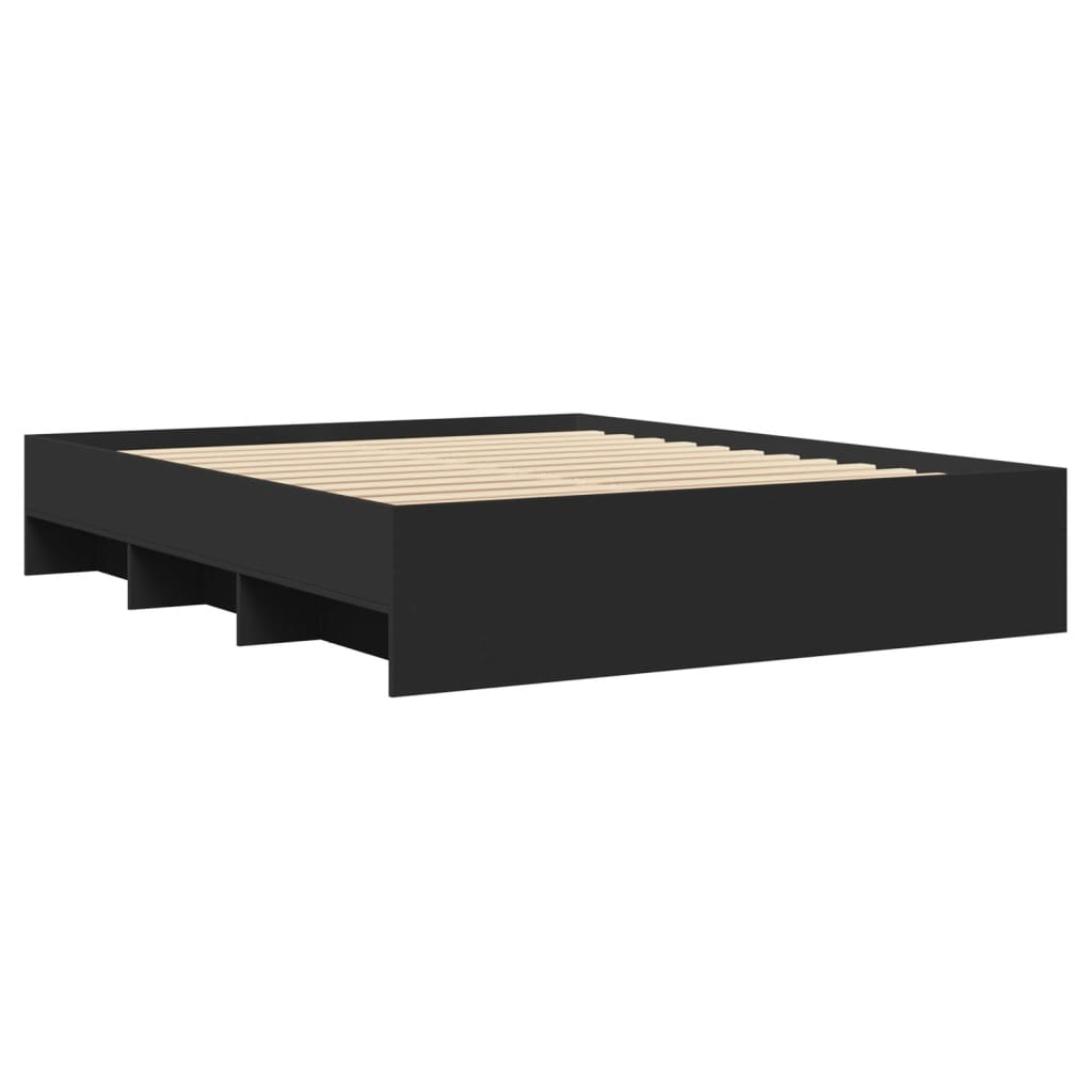 vidaXL Bed Frame | Black | Engineered Wood | Double | Storage | Bed Frame