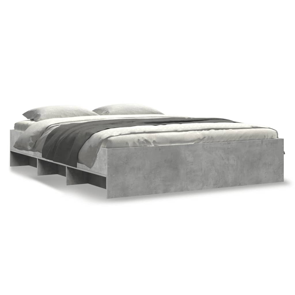 vidaXL Bed Frame without Mattress Concrete Grey 160x200cm Engineered Wood
