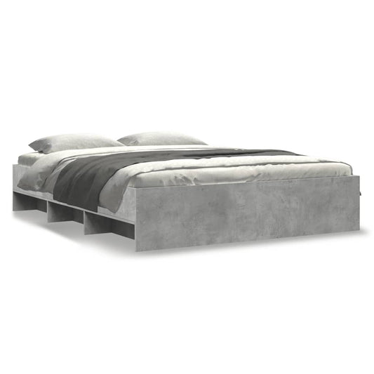 vidaXL Bed Frame | Concrete grey | Engineered wood, Plywood | Double | Bed Frame