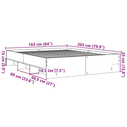 vidaXL Bed Frame without Mattress Concrete Grey 160x200cm Engineered Wood
