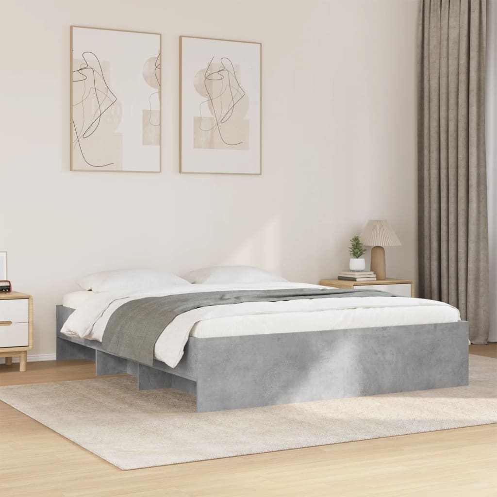 vidaXL Bed Frame without Mattress Concrete Grey 160x200cm Engineered Wood