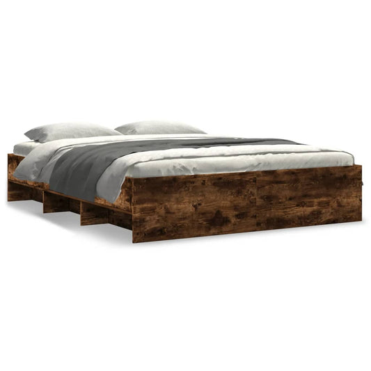 vidaXL Bed Frame | Smoked Oak | Engineered wood | 160x200 cm | Bed Frame