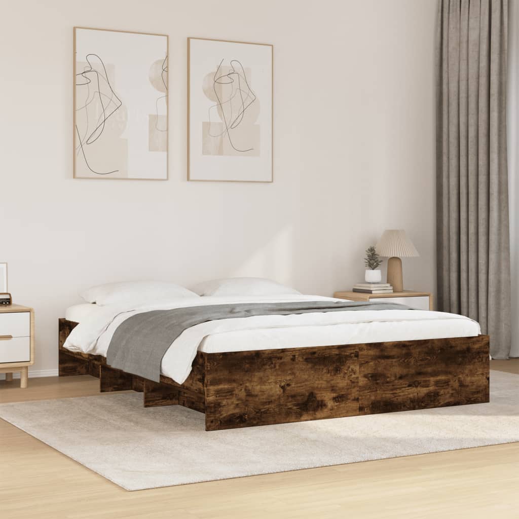 vidaXL Bed Frame | Smoked Oak | Engineered wood | 160x200 cm | Bed Frame