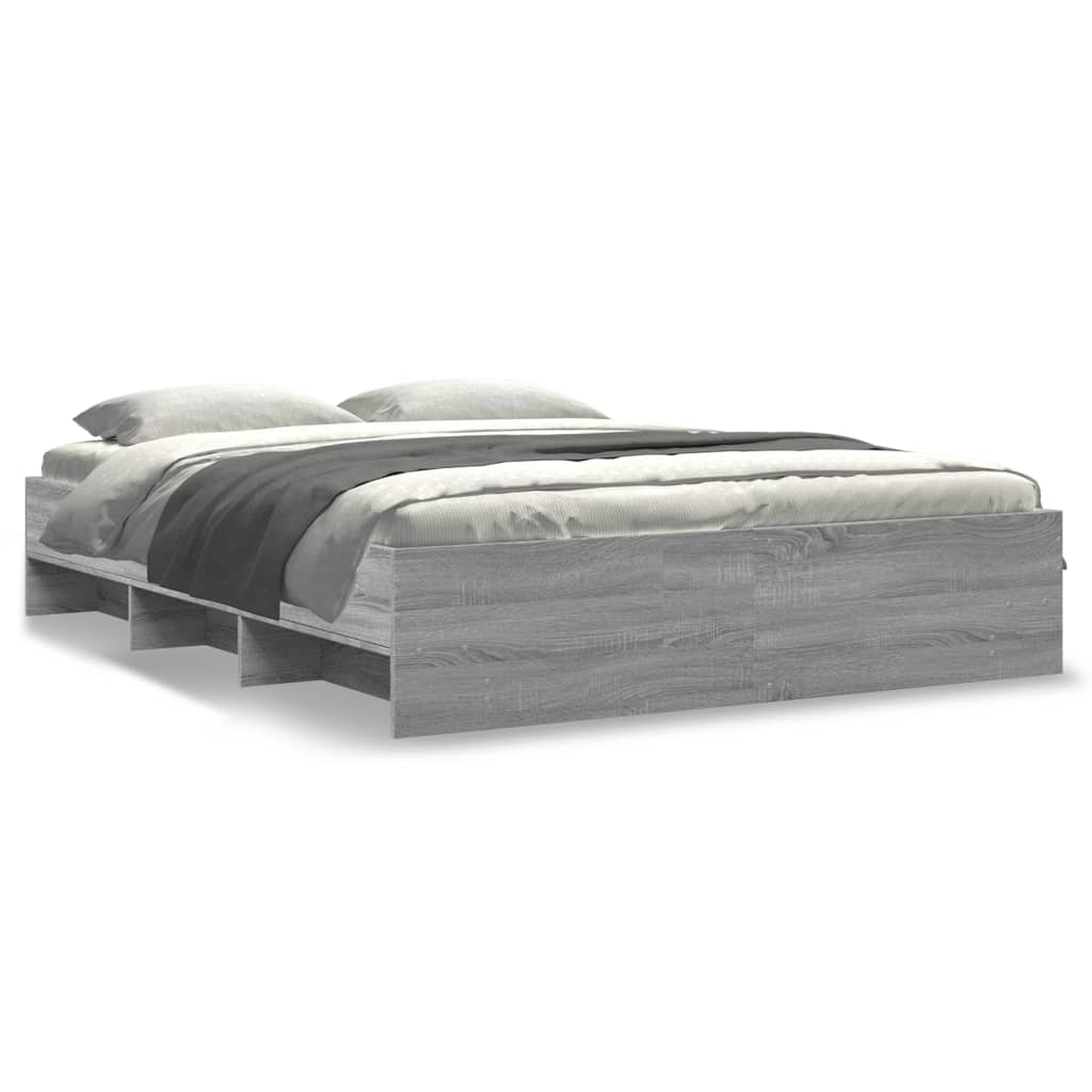 vidaXL Bed Frame | Grey Sonoma | Engineered wood, Plywood | Double | Bed Frame
