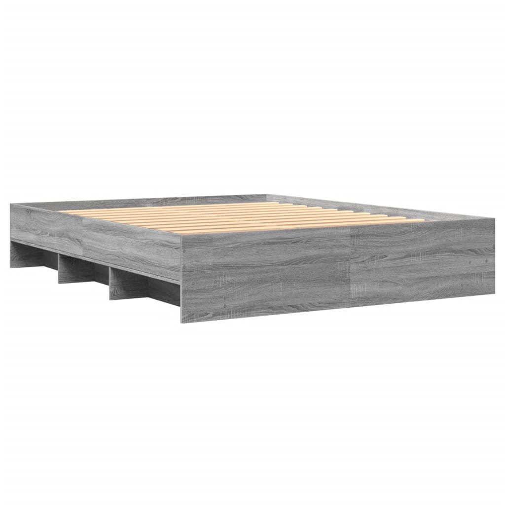 vidaXL Bed Frame | Grey Sonoma | Engineered wood, Plywood | Double | Bed Frame