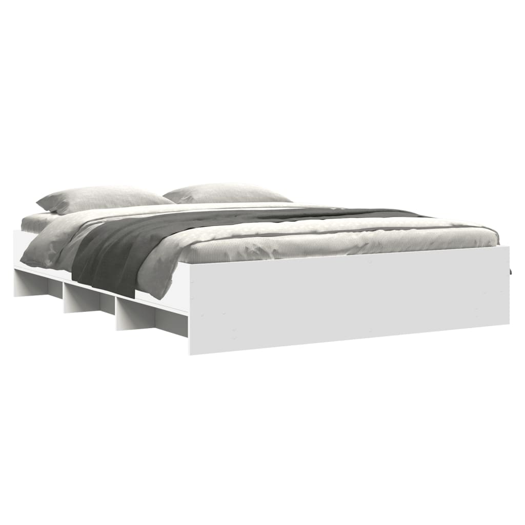 vidaXL Bed Frame | White | Engineered wood | King | Bed Frame | Rectangular