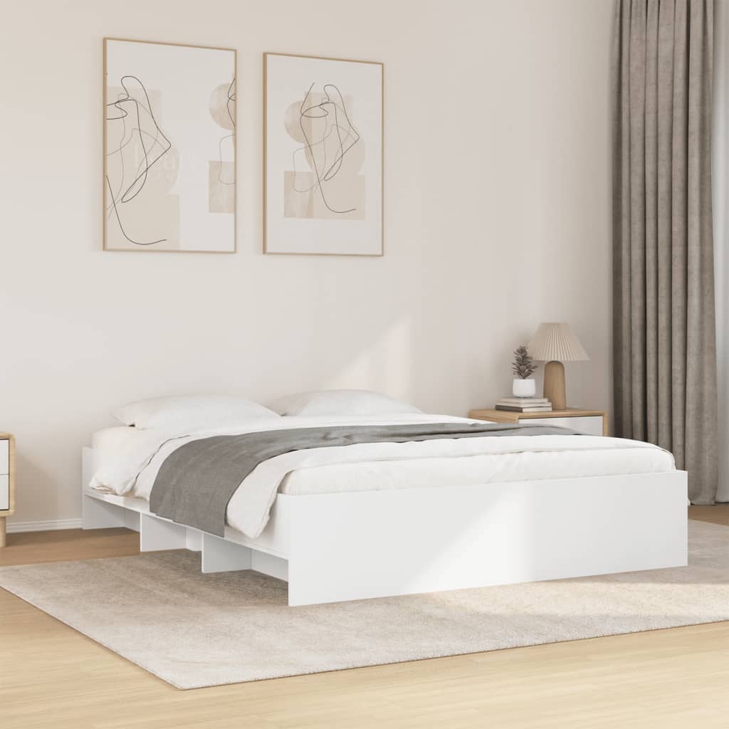 vidaXL Bed Frame | White | Engineered wood | King | Bed Frame | Rectangular