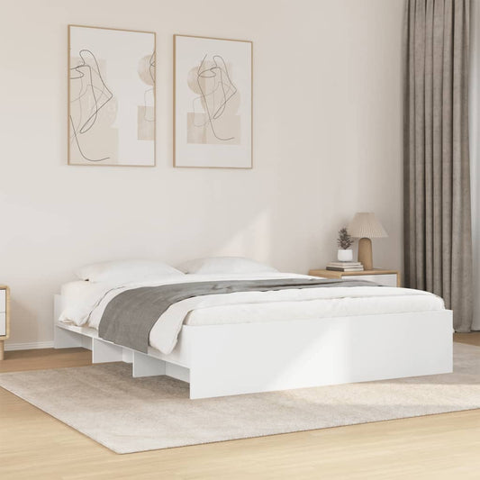 vidaXL Bed Frame | White | Engineered wood | King | Bed Frame | Rectangular