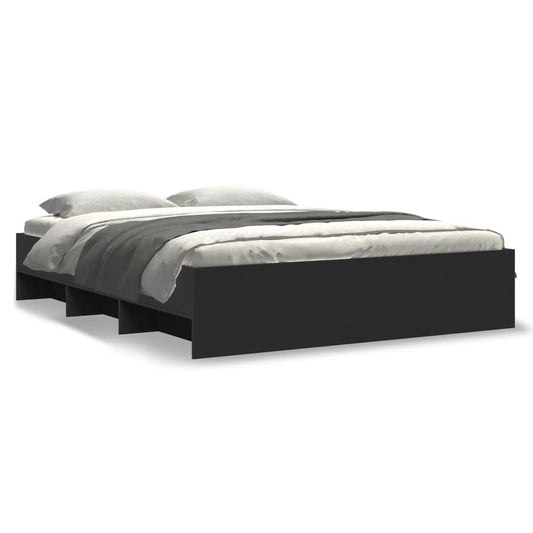 vidaXL Bed Frame without Mattress Black 150x200 cm King Size Engineered Wood