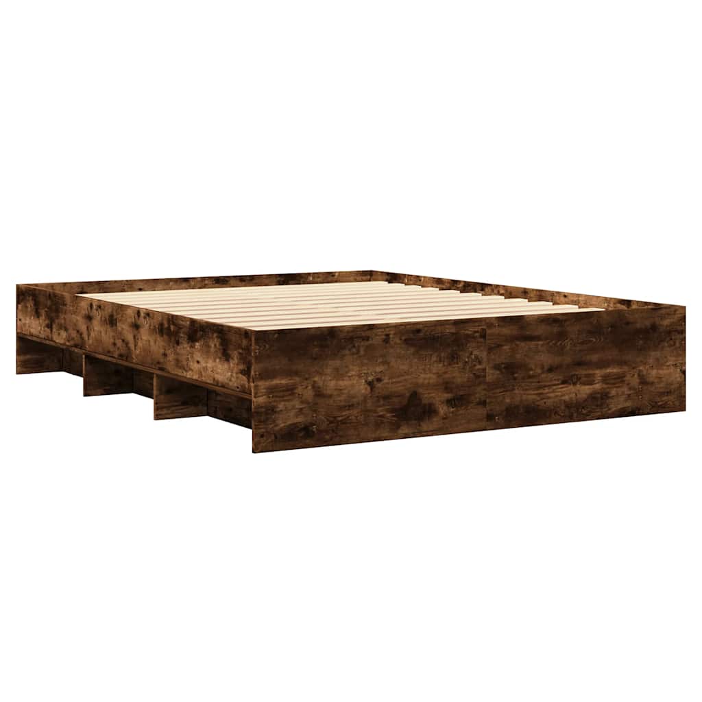 vidaXL Bed Frame without Mattress Smoked Oak 150x200 cm King Size Engineered Wood